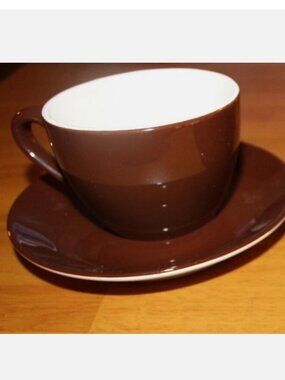 Set of 2 Gilitzer Porzellan Demitasse Espresso Cups & Saucers - Chocolate Brown